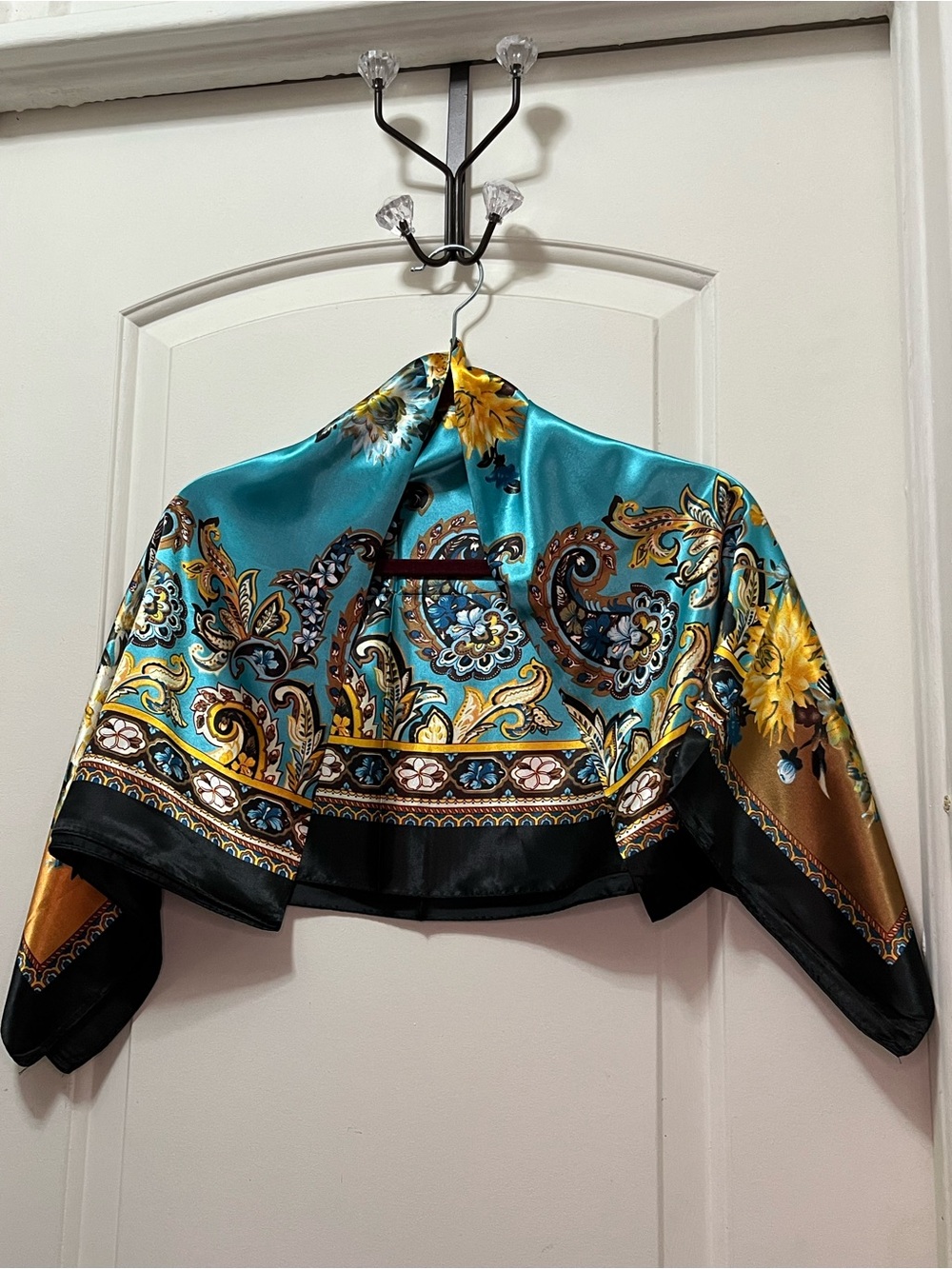 NWOT  Silky Turquoise Floral Print Women's Scarf